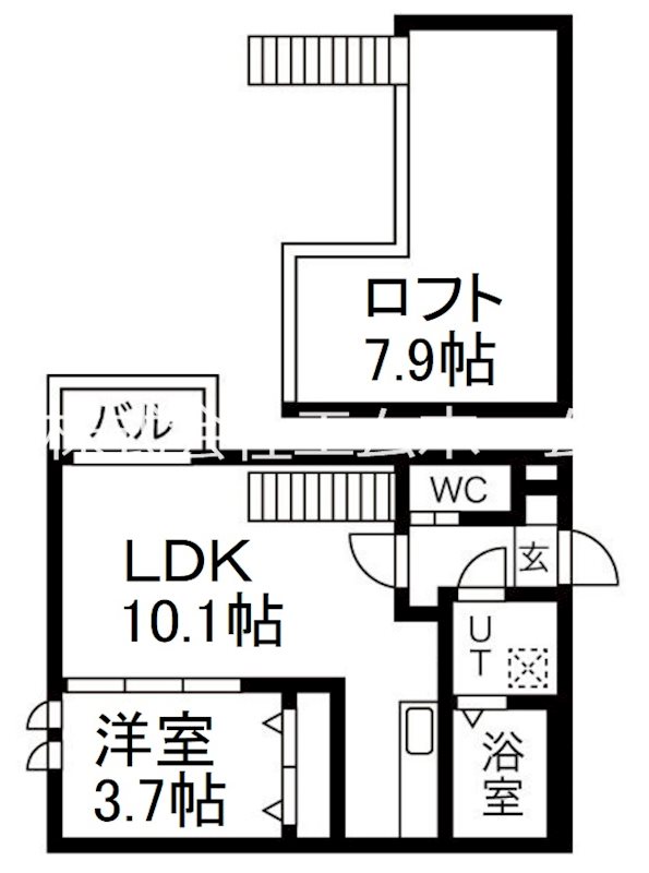 Ampio六番町弐番館（アンピオ六番町弐番館） 間取図　光インターネット無料　家具家電ご用意できます