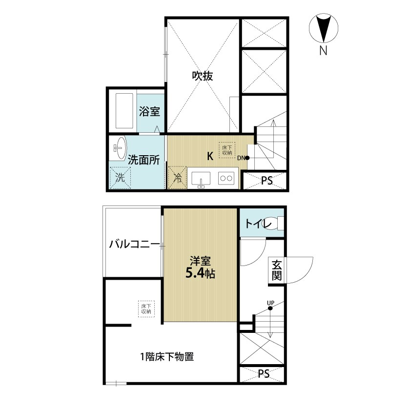 Ｃｌａｓｓｅ上流 間取図　洋室5.4帖　アンダーロフト5.3帖