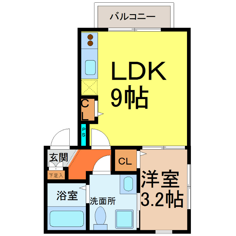 アリビオ 間取図　1フロア2部屋（全部屋角部屋）家具家電用意できます