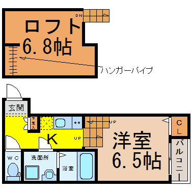 アルバーノ大江Ｂ 間取図　家具家電（冷蔵庫・レンジ・洗濯機等）ご用意できます