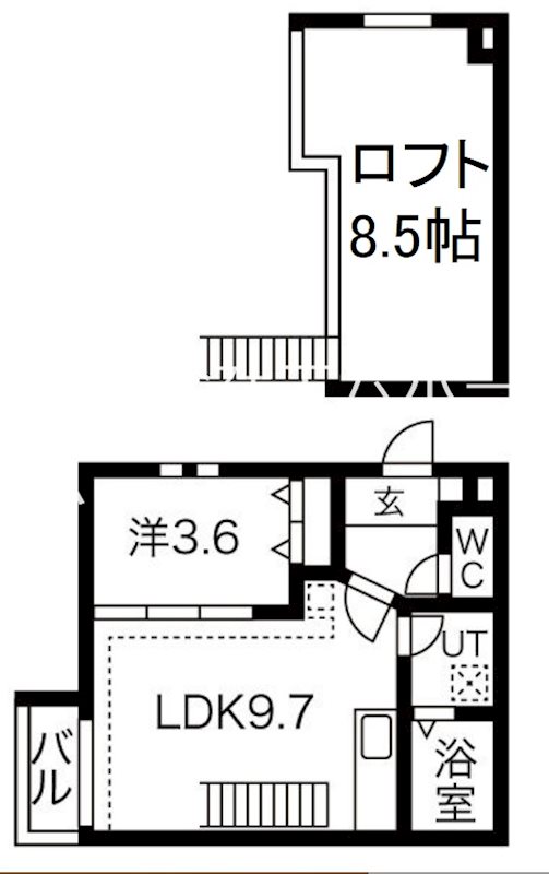 Ａｍｐｉｏ庄内通伍番館 間取図　光インターネット無料　家具家電ご用意できます