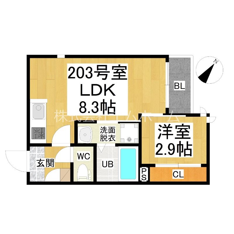 Ｇ－ｓｍａｒｔ笠寺 間取図　ＬＤＫ8.3帖　洋室2.9帖