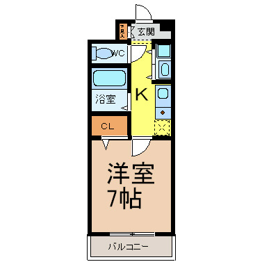 Ｐｕｌｉｔｏ（プリート） 間取図　洋室7帖　独立洗面台　南向きバルコニー