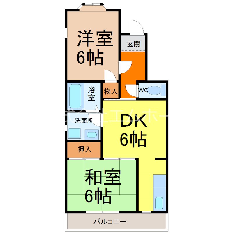 フジハイツ 間取図　1フロア2部屋（全部屋角部屋）家具家電ご用意できます