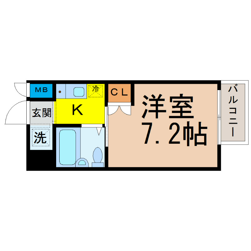 フィレンツェ名駅 間取図　洋室7.2帖　クローゼット　バルコニー