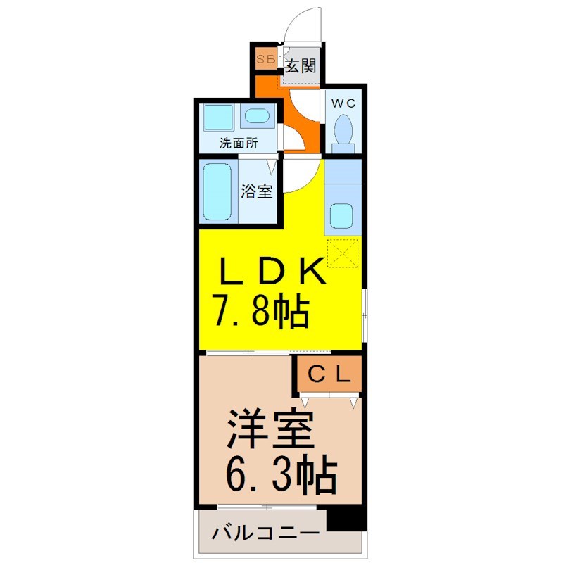 サンシアルザ上前津 ＬＤＫ7.8帖　洋室6.3帖