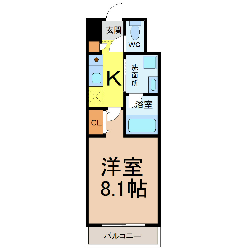 ＡＨマンション泉 間取り洋室8.1帖
