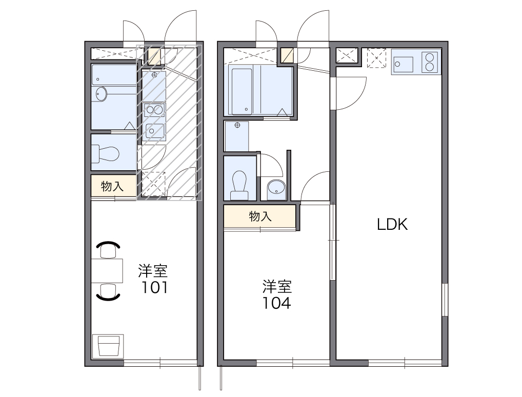 レオパレス一番 代表的な間取のため実際の間取とは異なる場合があります