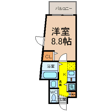 グランツ丸の内 間取図　家具家電（冷蔵庫・レンジ・洗濯機等）ご用意できます