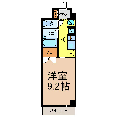 エトワール烏森 間取り　洋室9.2帖　エアコン完備