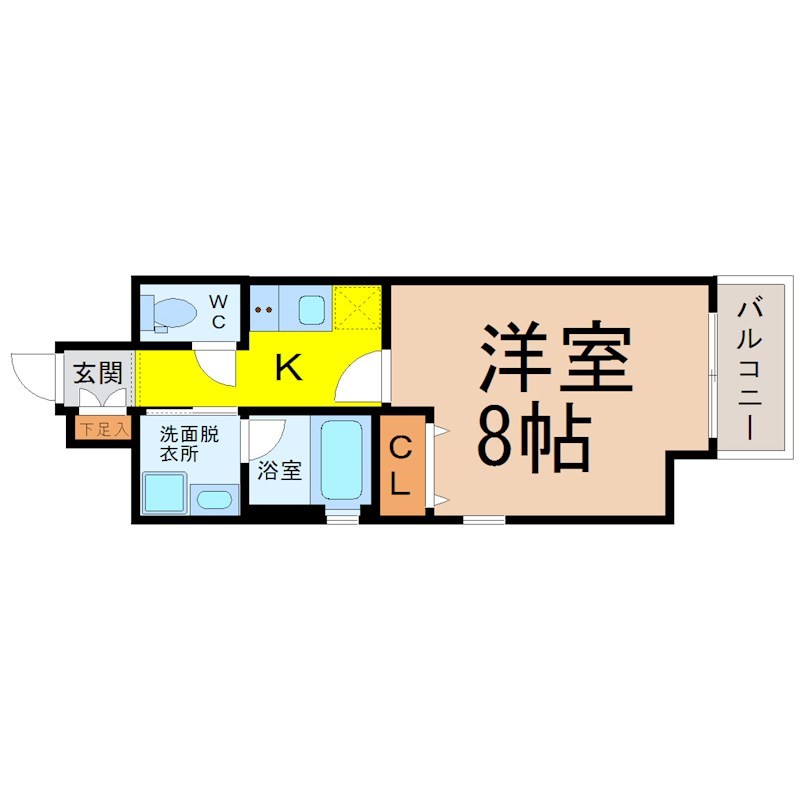 Ｎｅｘｔａｇｅ.Ⅲ 間取図　洋室8帖　脱衣洗面所　クローゼット付　バルコニー