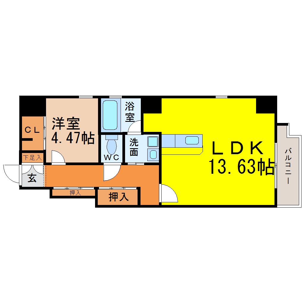 ＧプラスＨＯＮＭＡＣＨＩ（ジープラスホンマチ） 間取り　1ＬＤＫ　インターネット無料