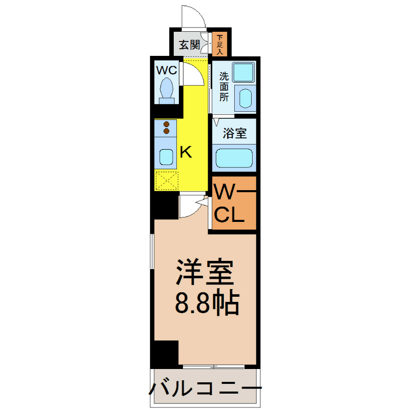 Ｊ＆Ｔ（ジェイアンドティー） 間取図　洋室8.8帖　脱衣洗面所　ウォークインクローゼット