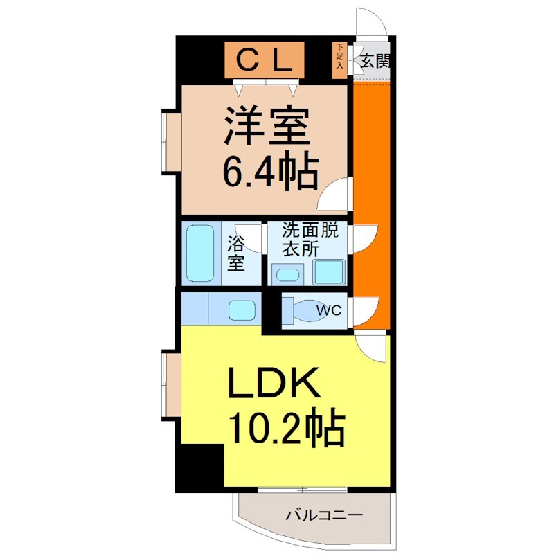 アビタシオン葵 間取図　ＬＤＫ10.2帖　洋室6.4帖