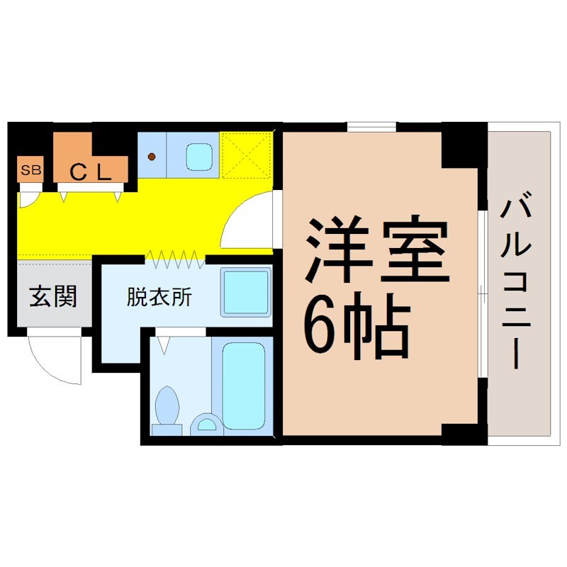 第10諏訪ビル 間取図　洋室6帖　脱衣所