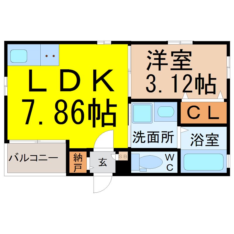 DLIFE権現通（ディーライフ権現通） 間取り　1LDK　Wi-Fi無料