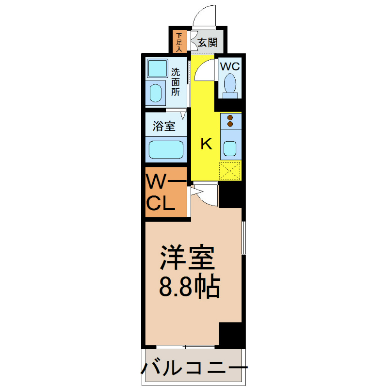 Ｊ＆Ｔ（ジェイアンドティー） 間取図　洋室8.8帖　脱衣洗面所　ウォークインクローゼット
