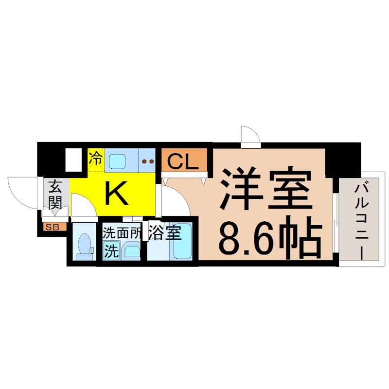 PURE RESIDENCE 名駅南 間取り　洋室　8.6帖　