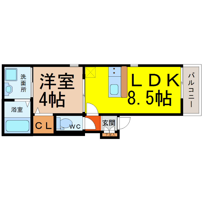 リアンジュ志賀本通 間取図　家具家電（冷蔵庫・レンジ・洗濯機等）ご用意できます