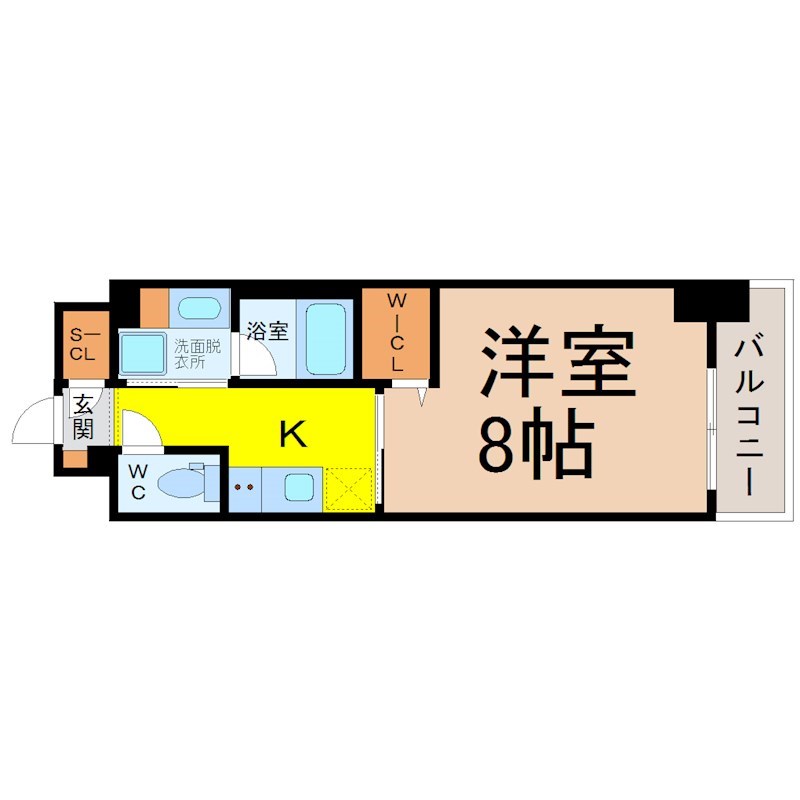 アバンテ浄心 間取図　洋室8帖　ウォークインクローゼット　脱衣洗面所