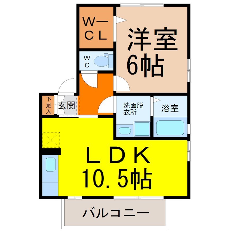 レクニルド 間取図　ＬＤＫ10.5帖　洋室6帖　ウォークインクローゼット