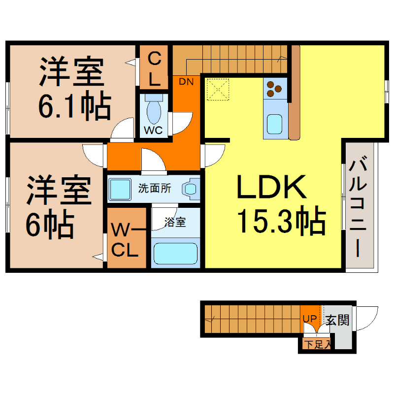ルミエール（Lumiere） 間取図　ＬＤＫ15.3帖　ウォークインクローゼット