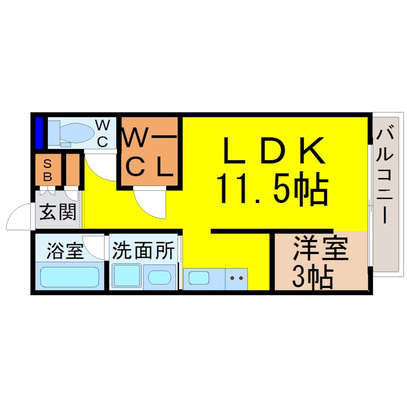 ルミナスパレス名駅 間取り　LDK11.5帖　洋室3.0帖