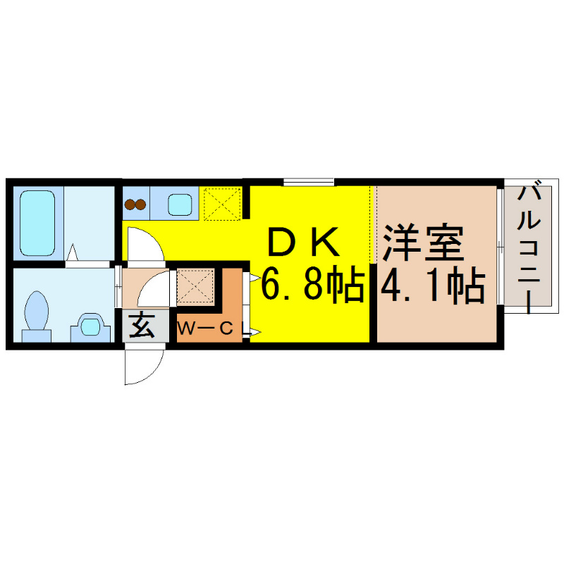Ｌｅｒｅｖｅ栄生（ルレーヴ栄生） 間取図　ＤＫ6.8帖　洋室4.1帖