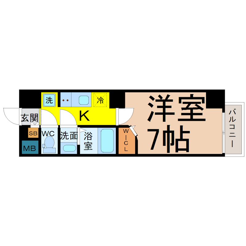 axis nagoya sw 間取図　洋室7帖　南面バルコニー
