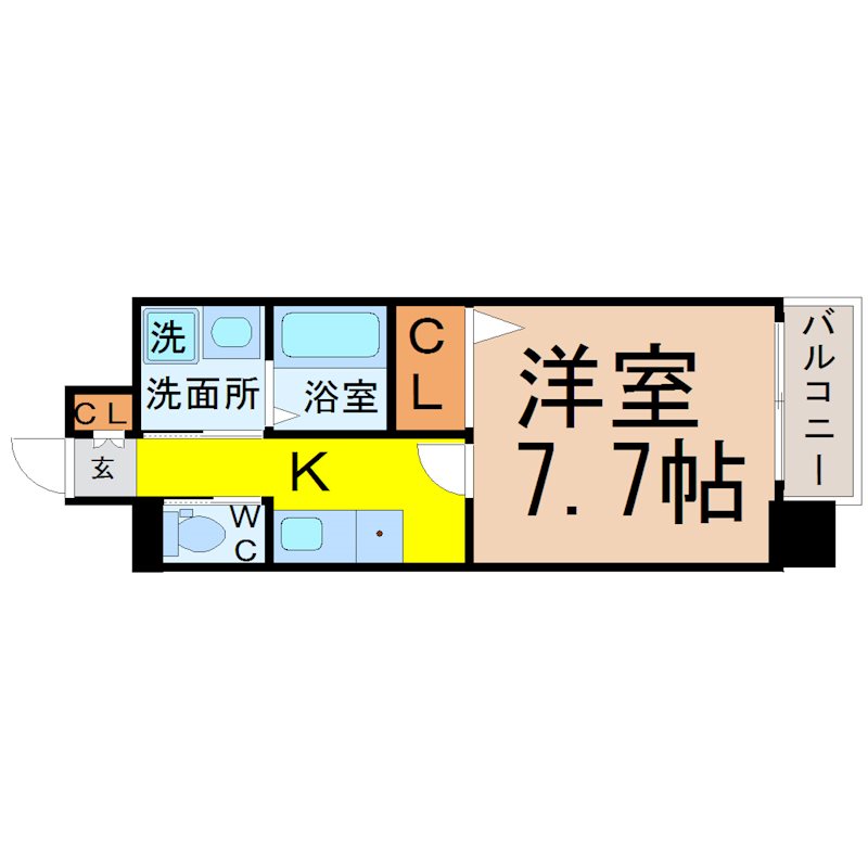 グレイスコート八田駅前 間取図　洋室7.7帖