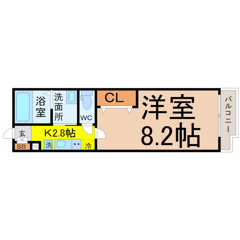 エステート野立 間取図　洋室8.2帖