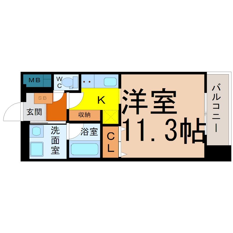 FRENCIA NOIE名駅 間取り　洋室11.3帖　エアコン