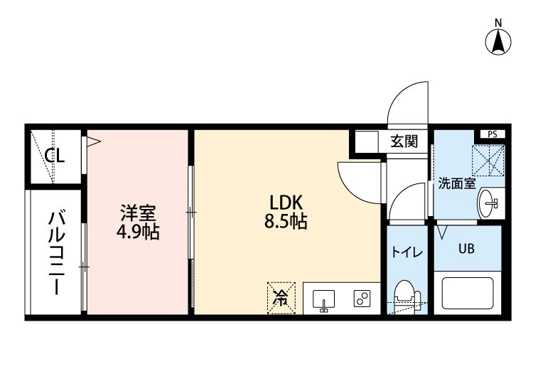 プランドール月島 間取り　LDK8.5帖　洋室4.9帖