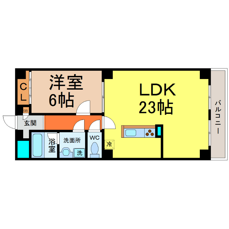 アヴォワール丸の内 間取図　１ＬＤＫ　全室エアコン　