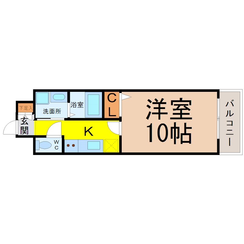 リヴシティ金山 間取図　洋室10帖　脱衣洗面所　バルコニー