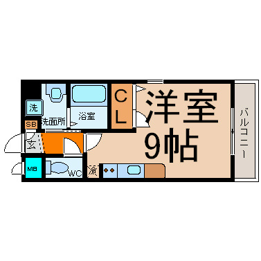 オンディーヌ花の木 間取り　洋室9帖　エアコン完備