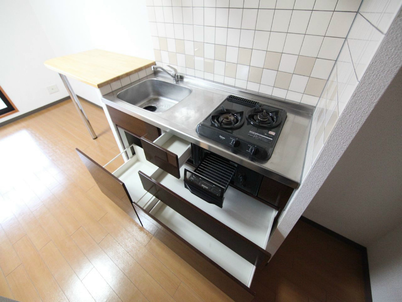 オンディーヌ花の木 システムキッチン　2口ガスコンロ　カウンター付