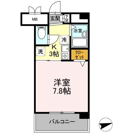 キャッスルⅢ 間取図　洋室7.8帖