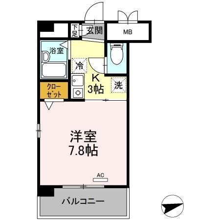 キャッスルⅢ 間取図　洋室7.8帖