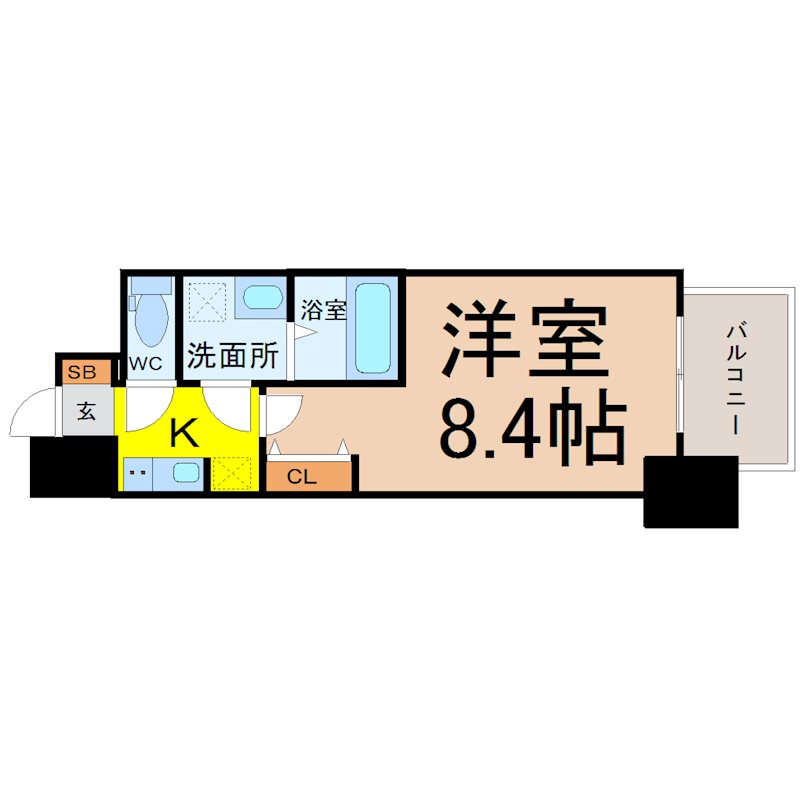 S-RESIDENCE山王 間取図　洋室8.4帖