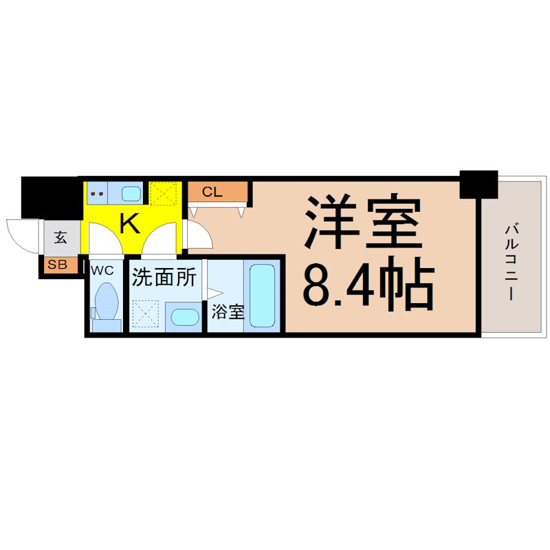 S-RESIDENCE山王 間取図　洋室8.4帖