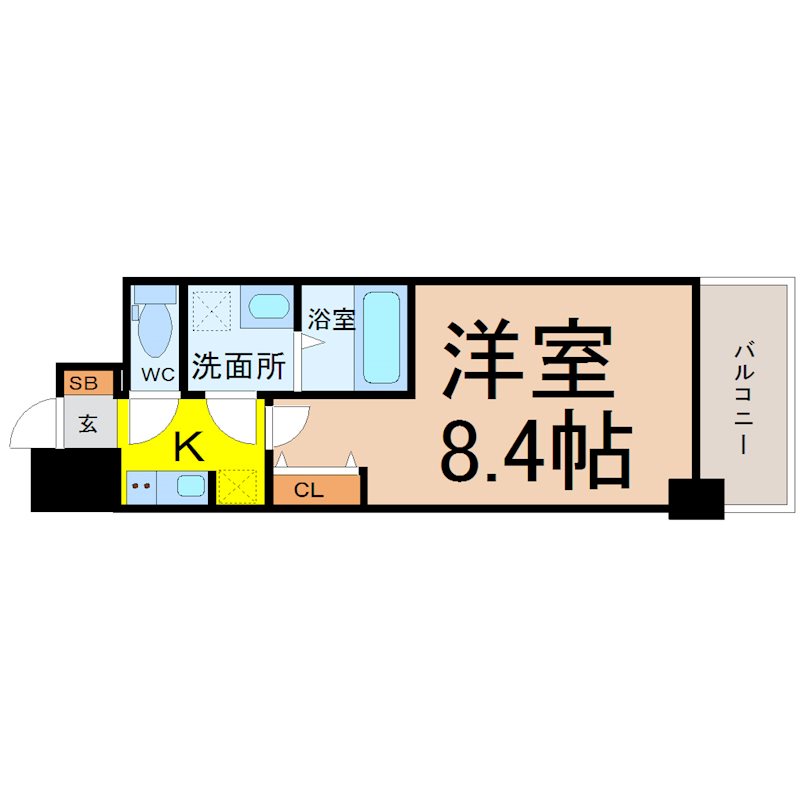 S-RESIDENCE山王 間取図　洋室8.4帖