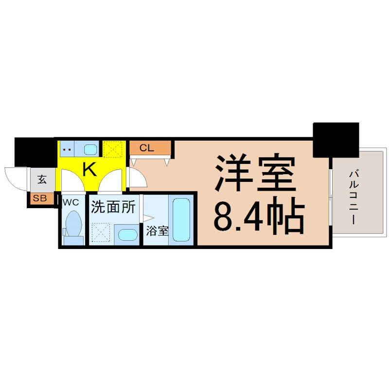 S-RESIDENCE山王 間取図　洋室8.4帖