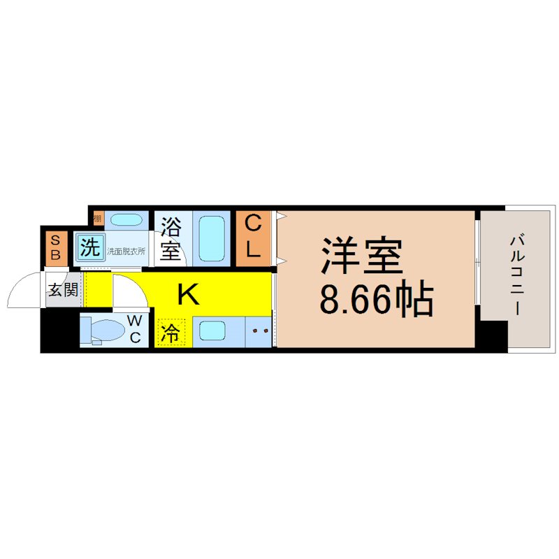 オープンブルーム八田StationFront 間取り　洋室8.66帖