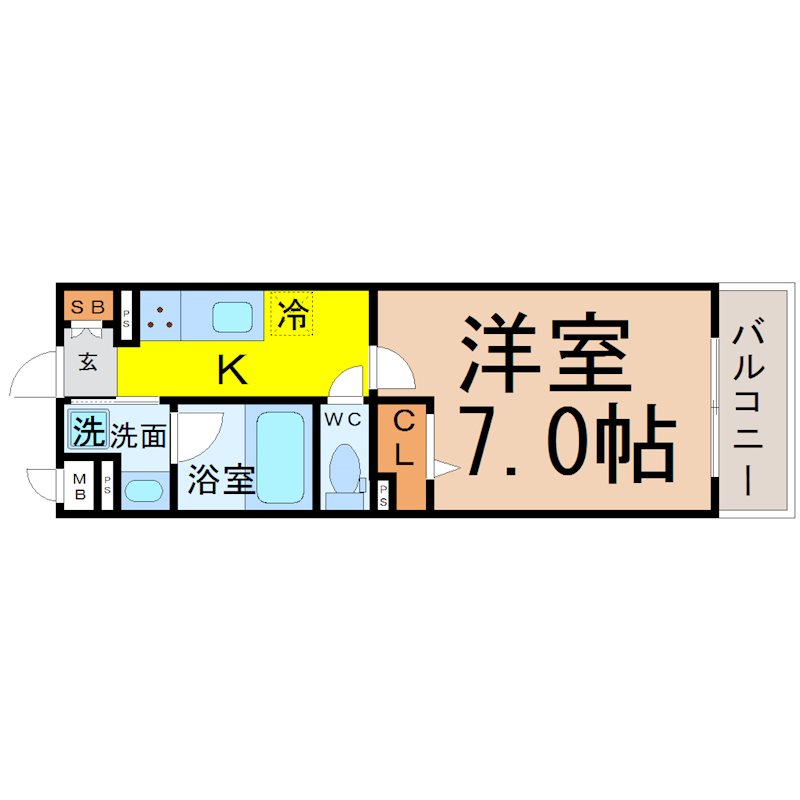 アムール千原 間取図　洋室7.0帖
