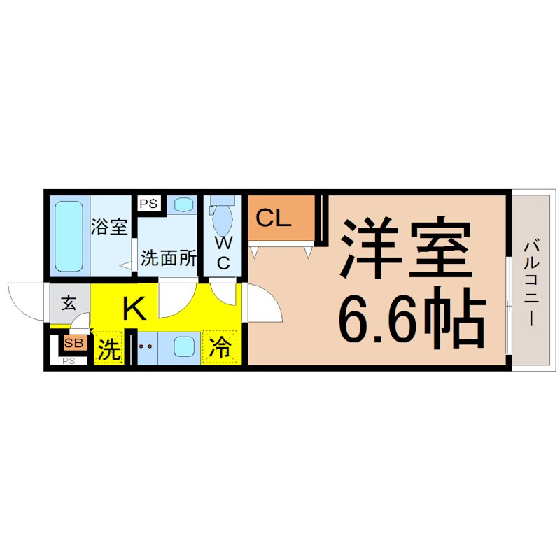 リブリ・Meiwa 間取図　洋室6.6帖