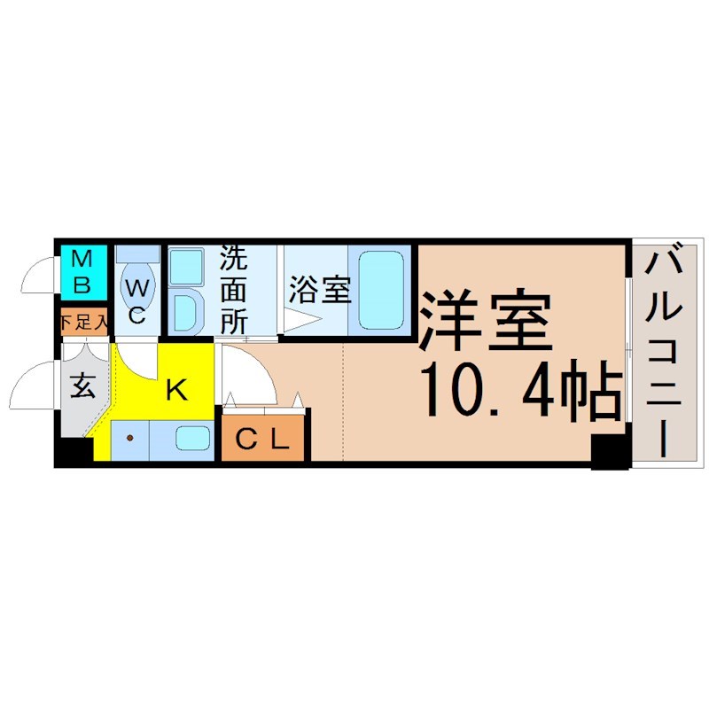 サウス名駅 間取り　洋室10.4帖　エアコン完備