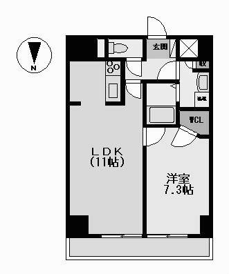 パークアクシス丸の内 間取図　ＬＤＫ11帖　洋室7.3帖　ウォークインクロゼット
