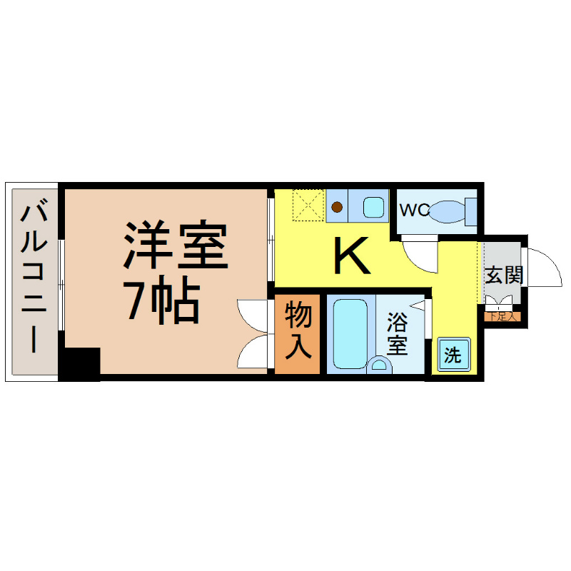 ＳＰＡＣＥＤＵＫＥ（スペースデューク） 間取図　洋室7帖　バストイレ別