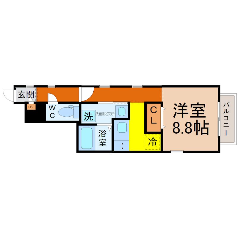 ＴＲＩＵＭＰＨ名駅(トライアンフ名駅) 間取図　洋室8.8帖